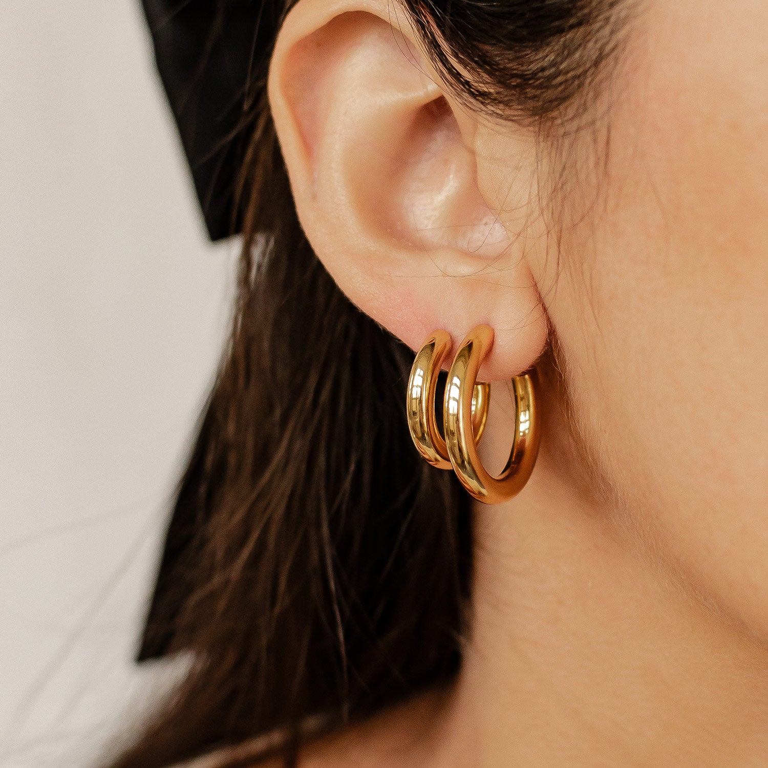 Round Hoop Earring Set Stainless Steel